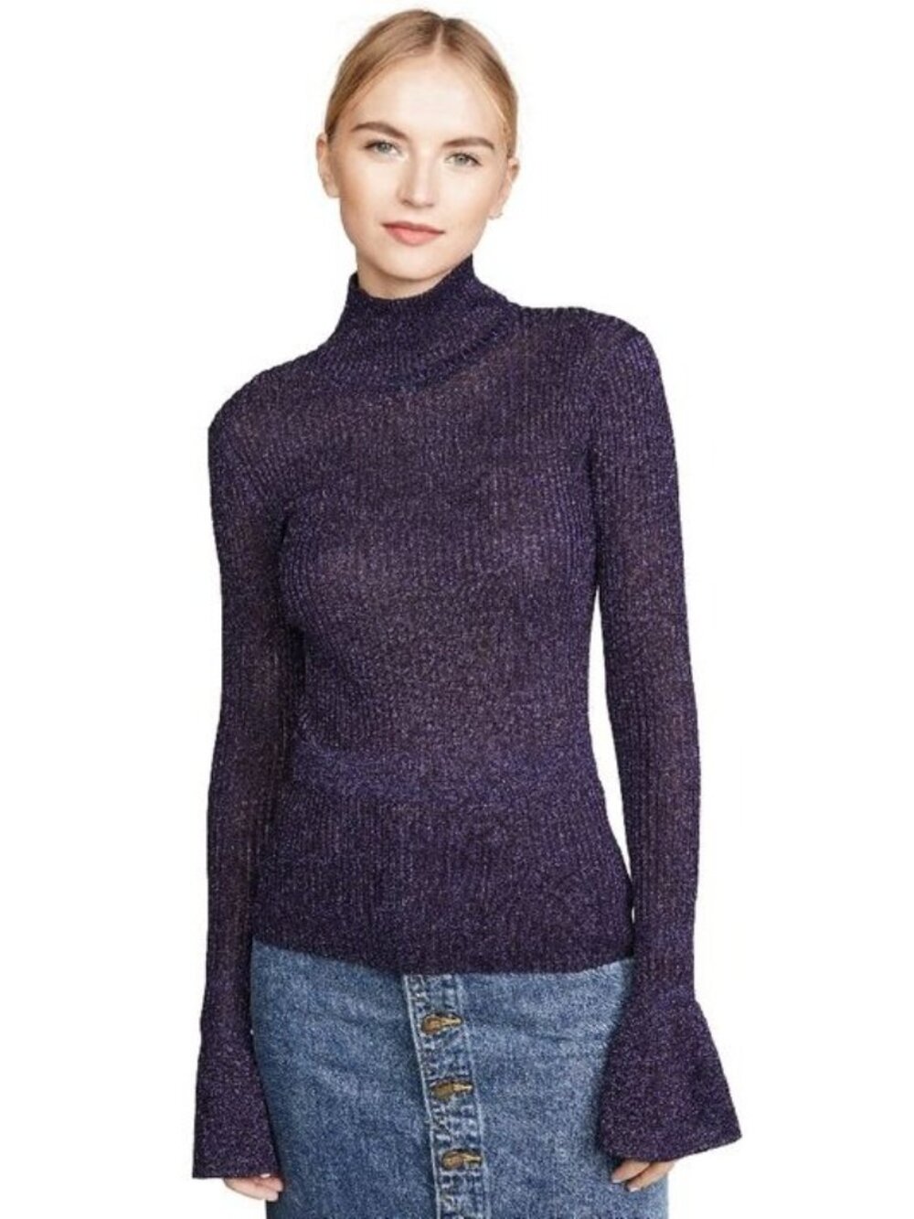 Veronica Beard Lilia Turtleneck Pullover In Purple, Size Large